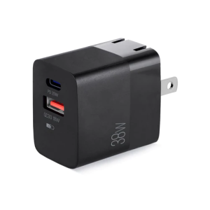CARGADOR ARGOM FAST CHARGE DE PARED  USB DUAL PD VOLTA P4 PLEGABLE TYPE-C+USB 38W ARG-AC-0122BK