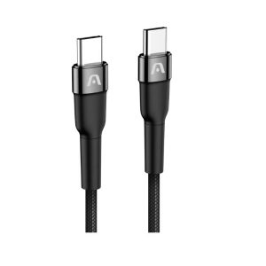 CABLE ARGOM DURA SPEED 100W PD FAST CHARGE TYPE- C TYPE-C NYLON BRAIDED 1.8M./6FT BLACK ARG-CB-0049BK