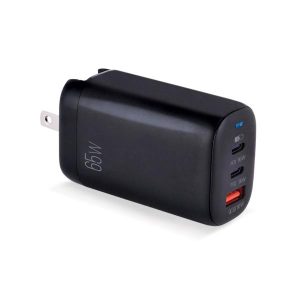 CARGADOR ARGOM FAST CHARGE DE PARED  USB DUAL PD  TYPE-C+USB 65W ARG-AC-0126BK