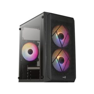 CASE GAMING  AEROCOOL CS-107-A-BK-V2 BLACK MINI TOWER +VIDRIO TEMPERADO+USB3.0 x 1 | USB2.0 x 1 | HD AUDIO & MIC+ABANICO CS-107-A-BK-V2