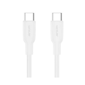 CABLE ARGOM DURA FLEX 65W PD FAST CHARGUE TYPE-C TO TYPE-C SILICONE 1.8M/6FT WHITE ARG-CB-0070WT