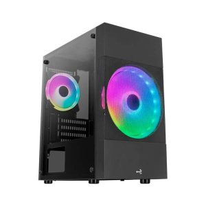 CASE GAMING  AEROCOOL ATOMIC LITE-G-BK-V2 MINI TORRE ATX PANEL LATERAL DE VIDRIO TEMPLADO 1 VENTILADORES FRONTAL RGB 180MM 1 VENTILADOR RGB 120MM TRASERO NEGRO ACCS-PV33123.11