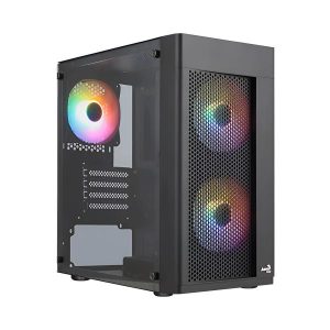 CASE GAMING  AEROCOOL HEXFORM G-BK-V2 MINI TORRE ATX PANEL LATERAL DE VIDRIO TEMPLADO 3 VENTILADORES FRGB 120MM NEGRO ACCS-PV39033.11