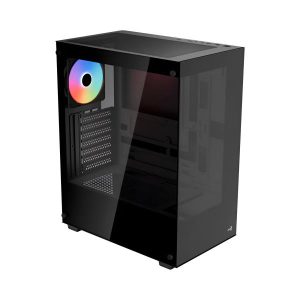 CASE GAMING  AEROCOOL PIVOT-G-BK-V2 MEDIA TORRE PANEL DE VIDRIO TEMPLADO EN EL LATERAL Y EL FRENTE 1 VENTILADOR RGB NEGRO ACCM-ES08113.11