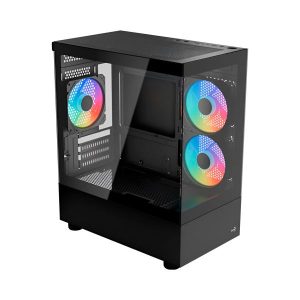 CASE GAMING  AEROCOOL VIEWPORT MINI-G-BK-V1 MEDIA TORRE PANEL DE VIDRIO TEMPLADO EN EL LATERAL Y EL FRENTE 3 VENTILADOR RGB NEGRO ACCM-ES09033.11