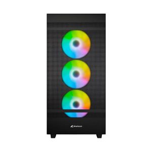 CASE SHARKOON REBEL C50 RGB MEDIA TORRE ATX PANEL LATERAL DE VIDRIO TEMPLADO 4VENTILADORES RGB LED NEGRO 4044951038244