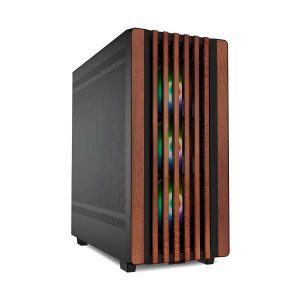 CASE SHARKOON REBEL C70M RGB MEDIA TORRE ATX FRENTE DE MADERA 4 VENTILADORES RGB PWM NEGRO 4044951040179