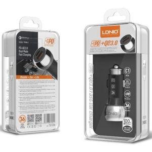 Cargador auto LDNIO C1 Lightning 36w PD