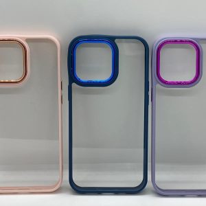 Estuche Transparente Borde Color 2 en 1